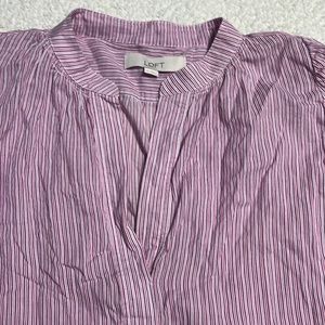 Women’s pink striped blouse size large. Long sleeved.